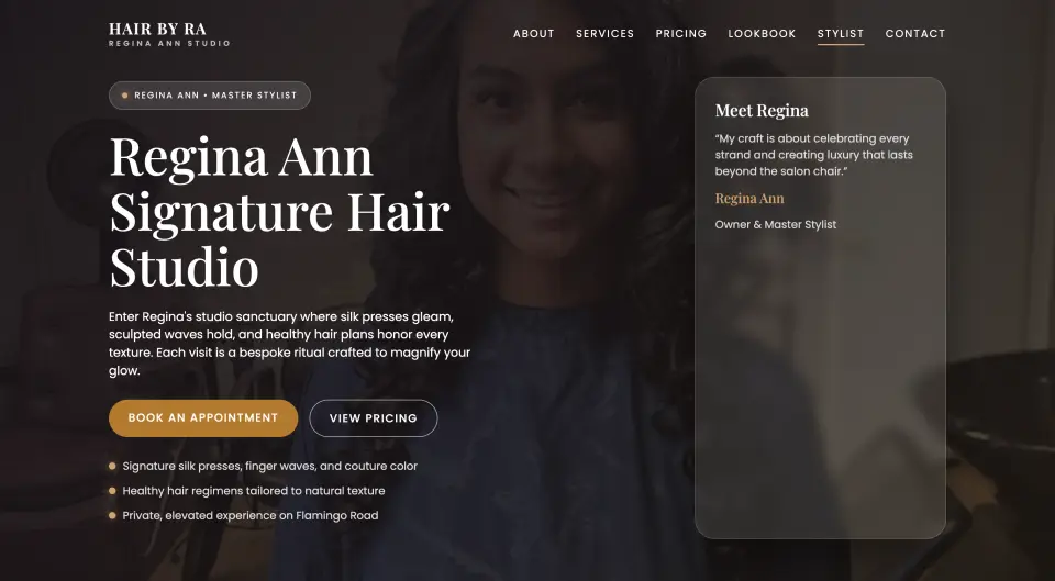 Hair by Ra website preview
